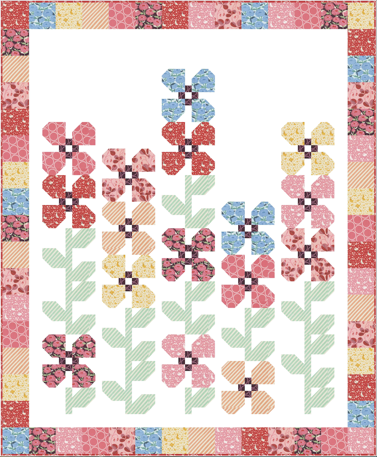 Love Letter by Lizzy House : Horace's Hollyhocks Quilt Kit