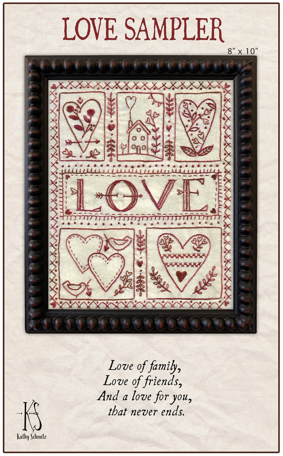 Love Sampler Embroidery Pattern by Kathy Schmitz