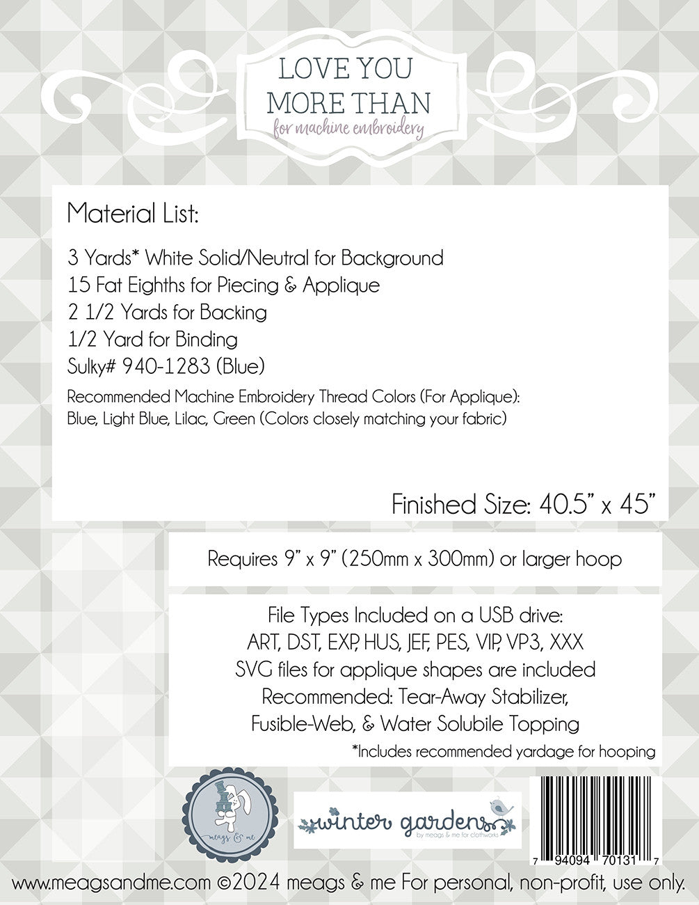 Love You More Than Quilt Pattern by Meags & Me - Special Order