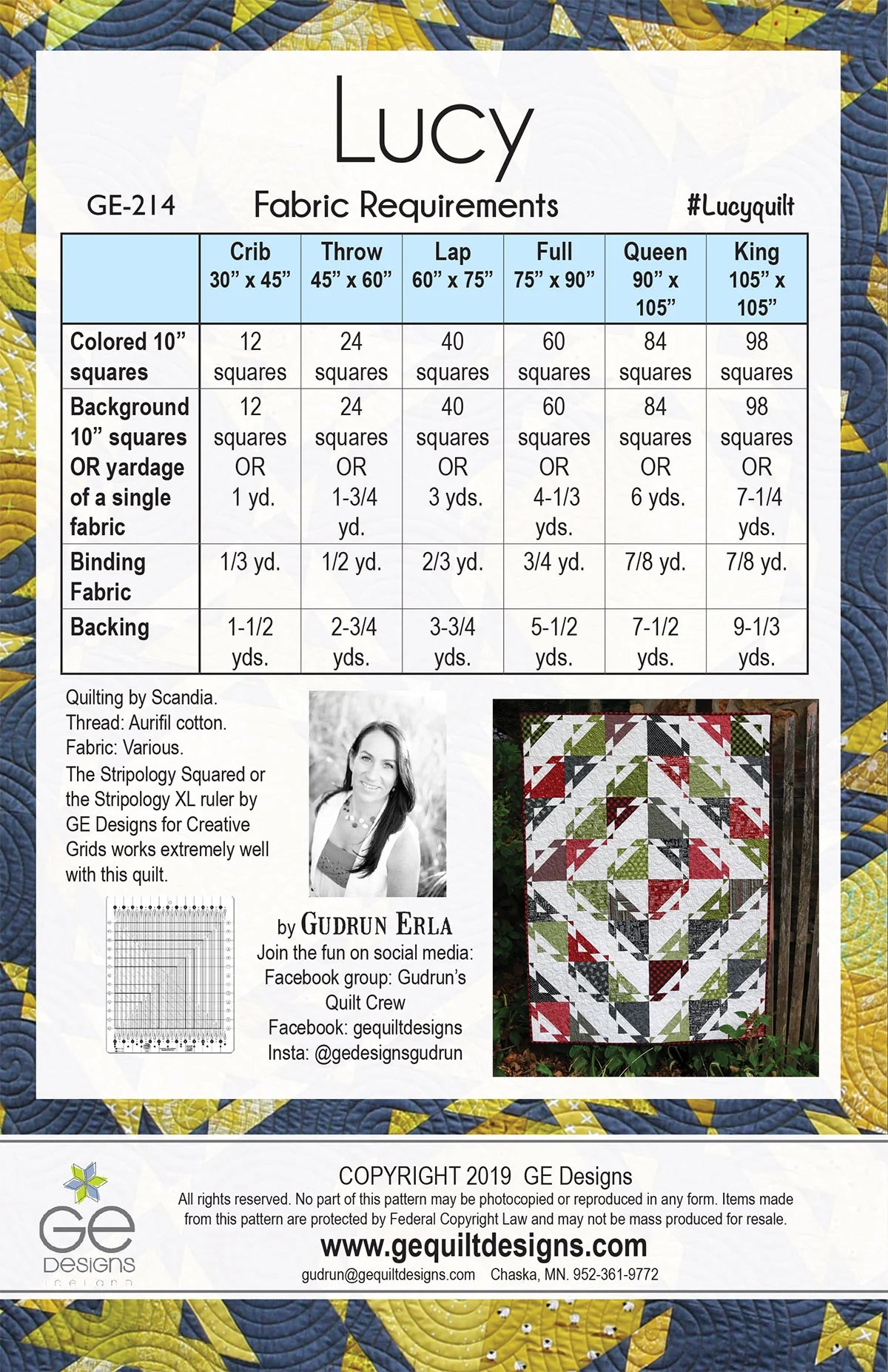 Lucy Quilt Pattern by GE Designs - Special Order