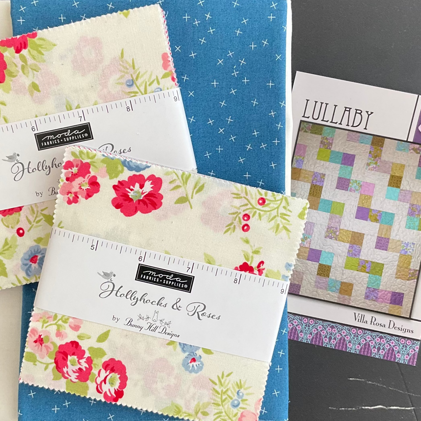 Lullaby Quilt Kit featuring Hollyhocks & Roses by Bunny Hill Designs - 1 Left!