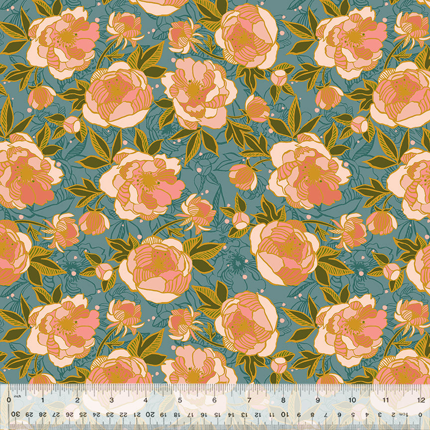 Lush Life by Jennifer Moore - Wild Peonies Soft Teal 54713-5