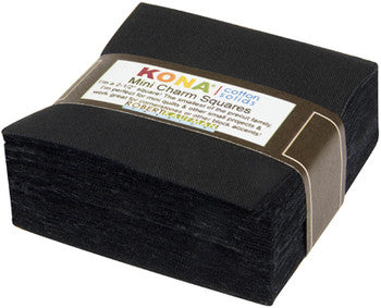 Kona Solids Black: Mini Charm Pack