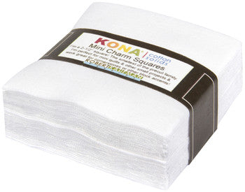 Kona Solids White: Mini Charm Pack