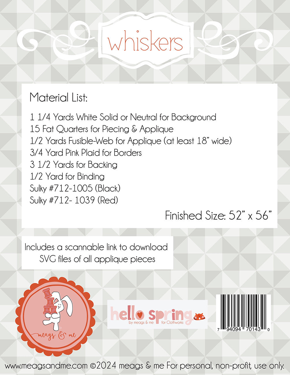 Whiskers # MAMP184  - Special Order - Will Ship After 10-25-24