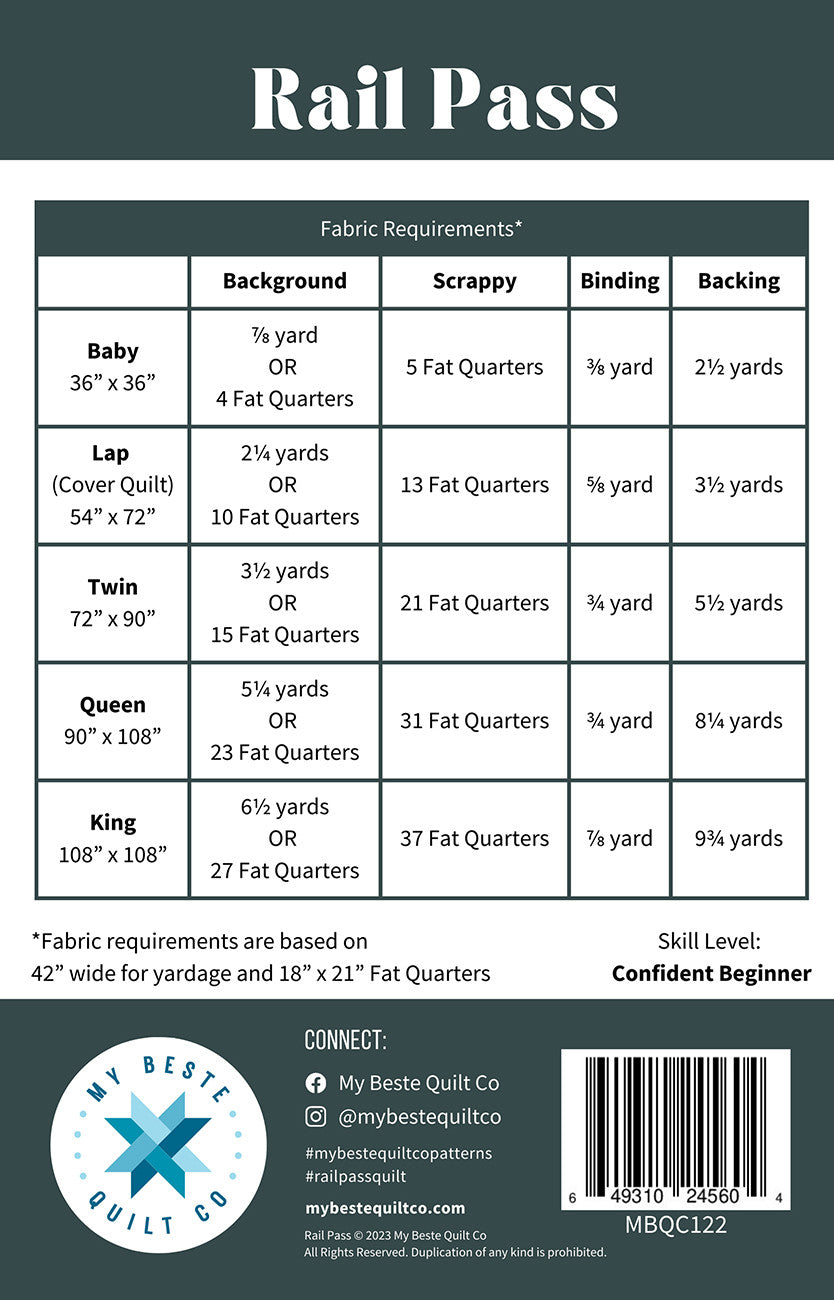 Rail Pass # MBQC122 - Special Order