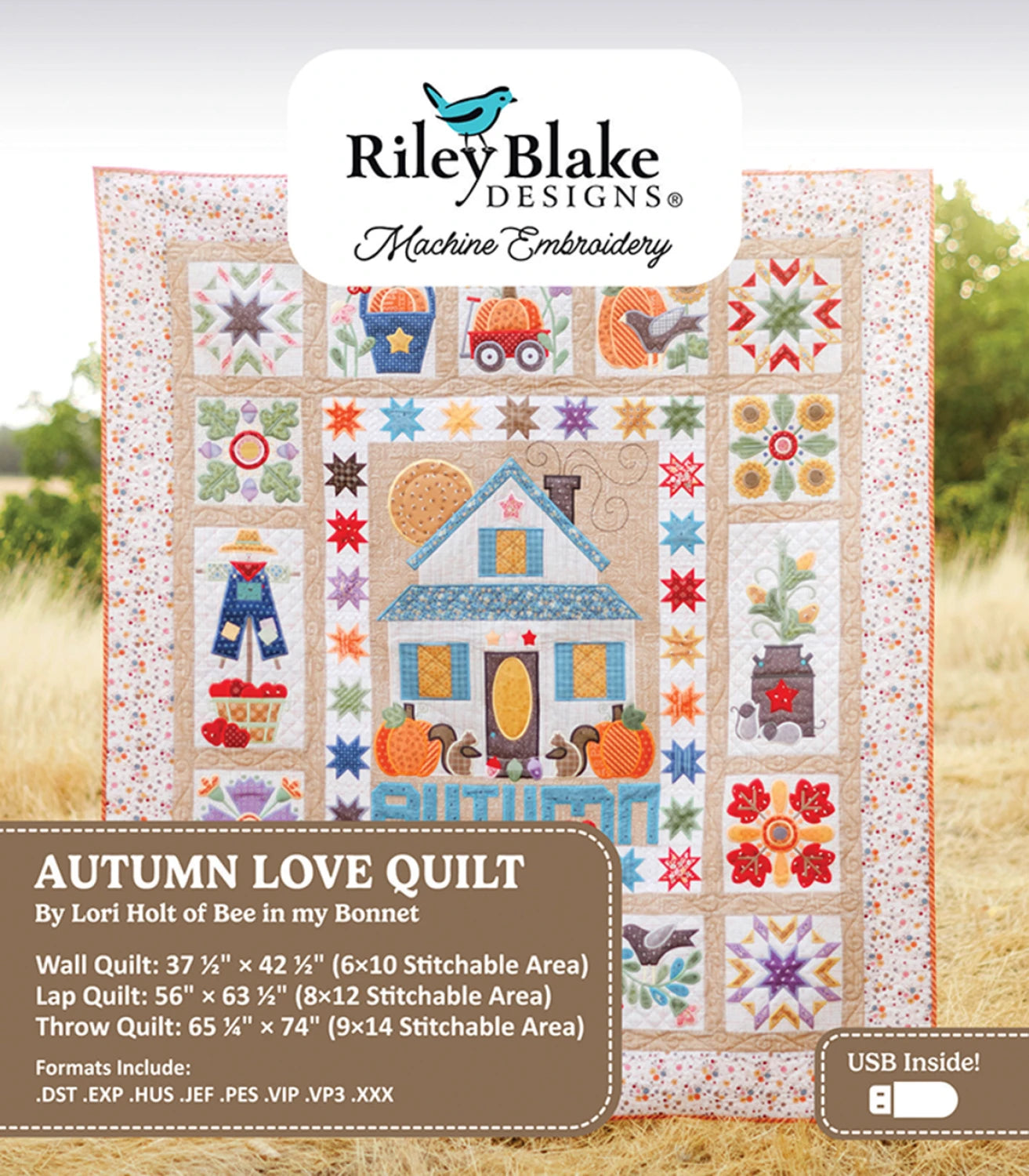 Autumn Love Quilt Projects ny Lori Holt - Machine Embroidery USB