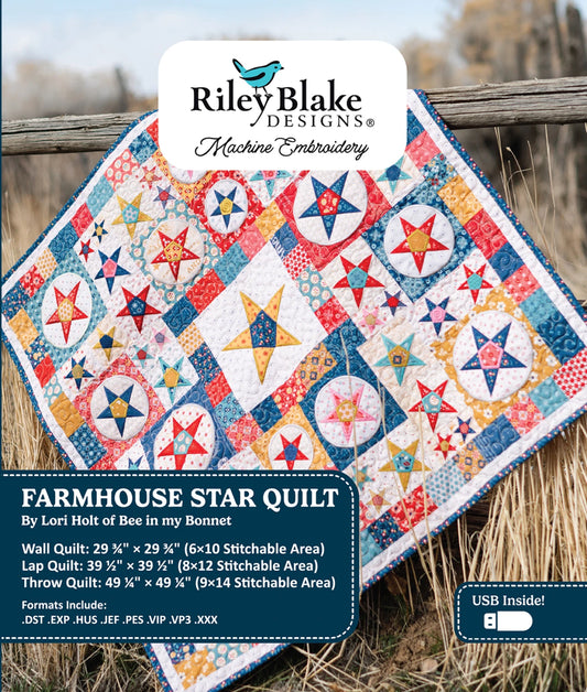 Americana Farmhouse Star Quilt by Lori Holt - Machine Embroidery USB