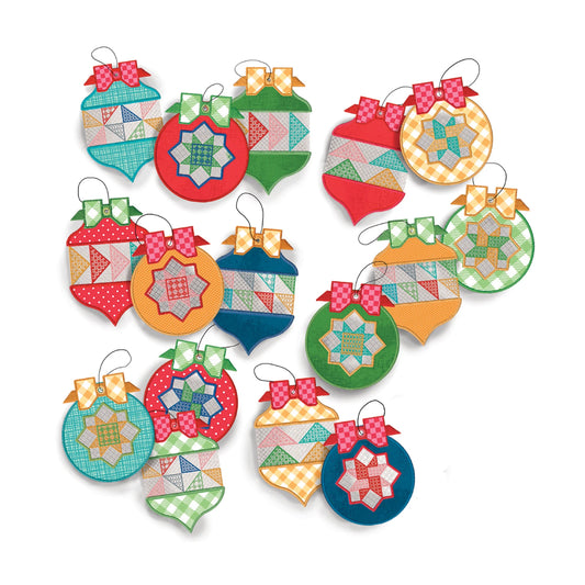 Home Town Holiday Patchwork Ornaments by Lori Holt - Machine Embroidery USB