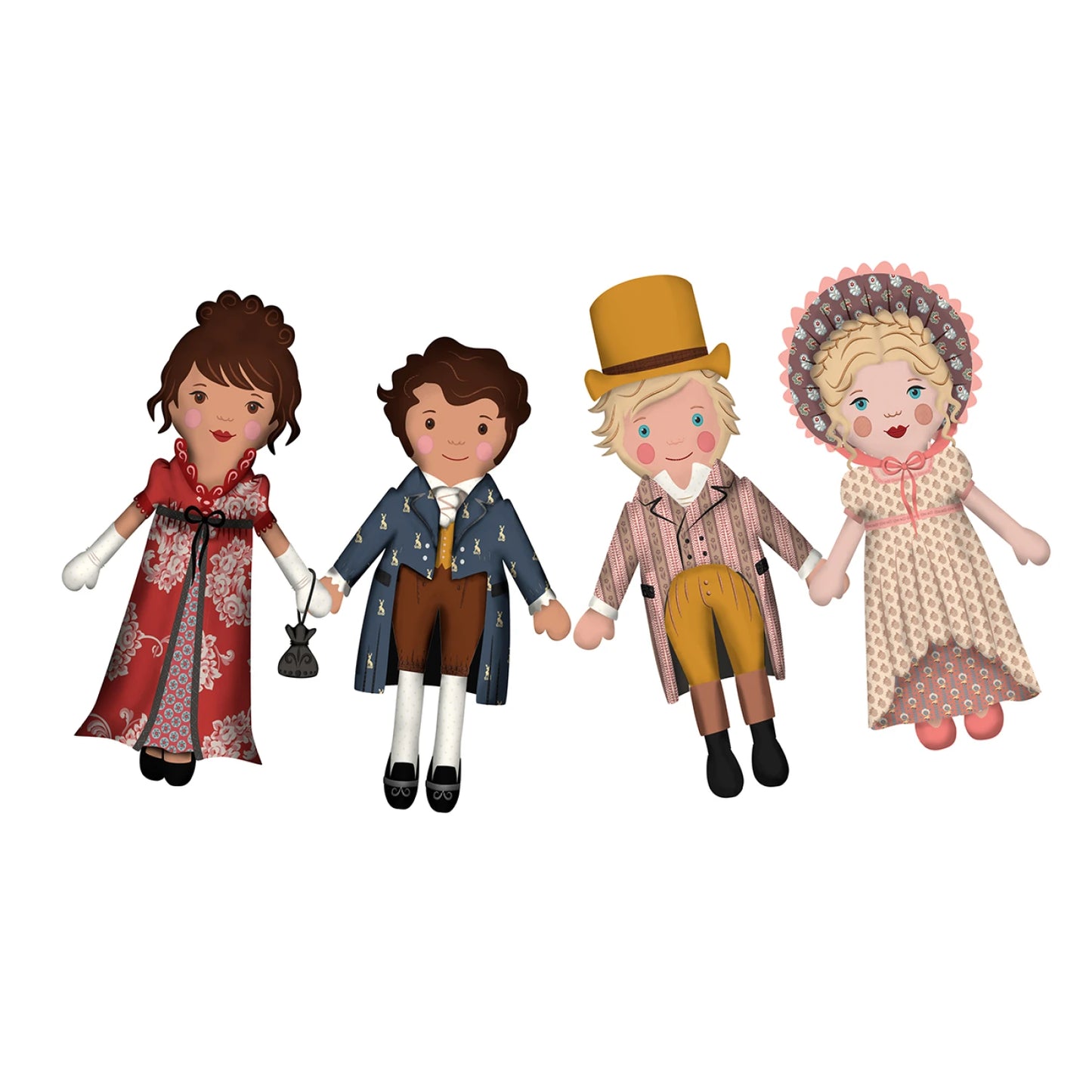 Jane Austin Ladies and Gents Dolls - Machine Embroidery USB