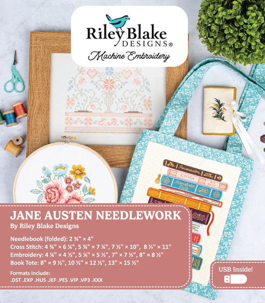Jane Austin Needlework Projects - Machine Embroidery USB