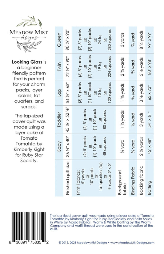 Looking Glass Quilt Pattern by Meadow Mist Designs