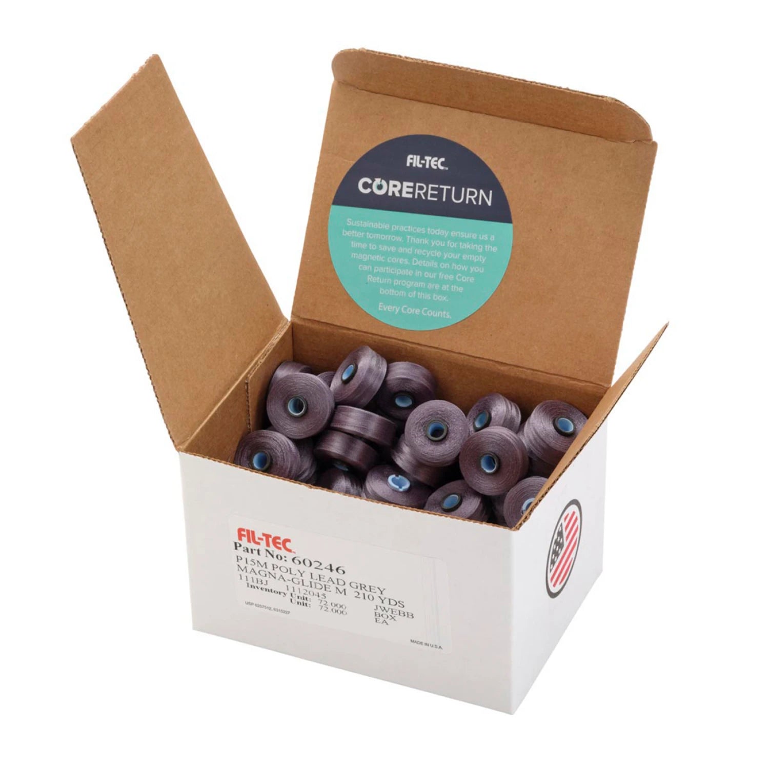 Magna-Glide Poly Classics Style M Jumbo Pre-Wound Bobbins 210yds - Lead Grey # 60246-M - 72 Pack (Special Order)