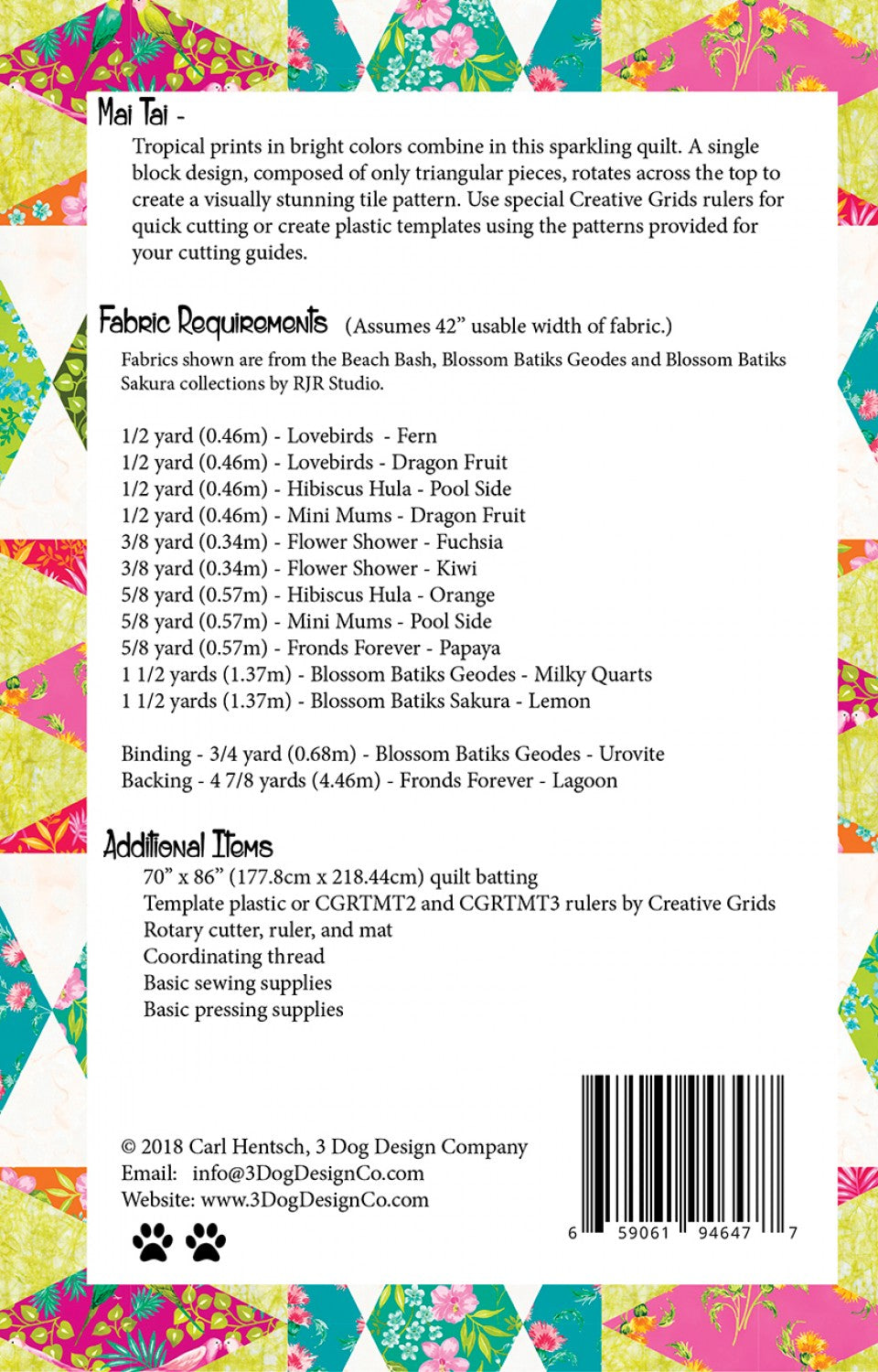 Mai Tai Quilt Pattern by 3 Dog Design - Special Order