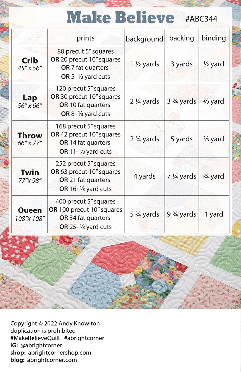 Make Believe Quilt Pattern Quilt Pattern by A Bright Corner