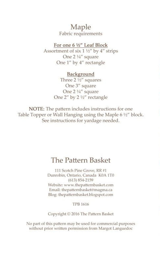 Maple Quilt Pattern by The Pattern Basket