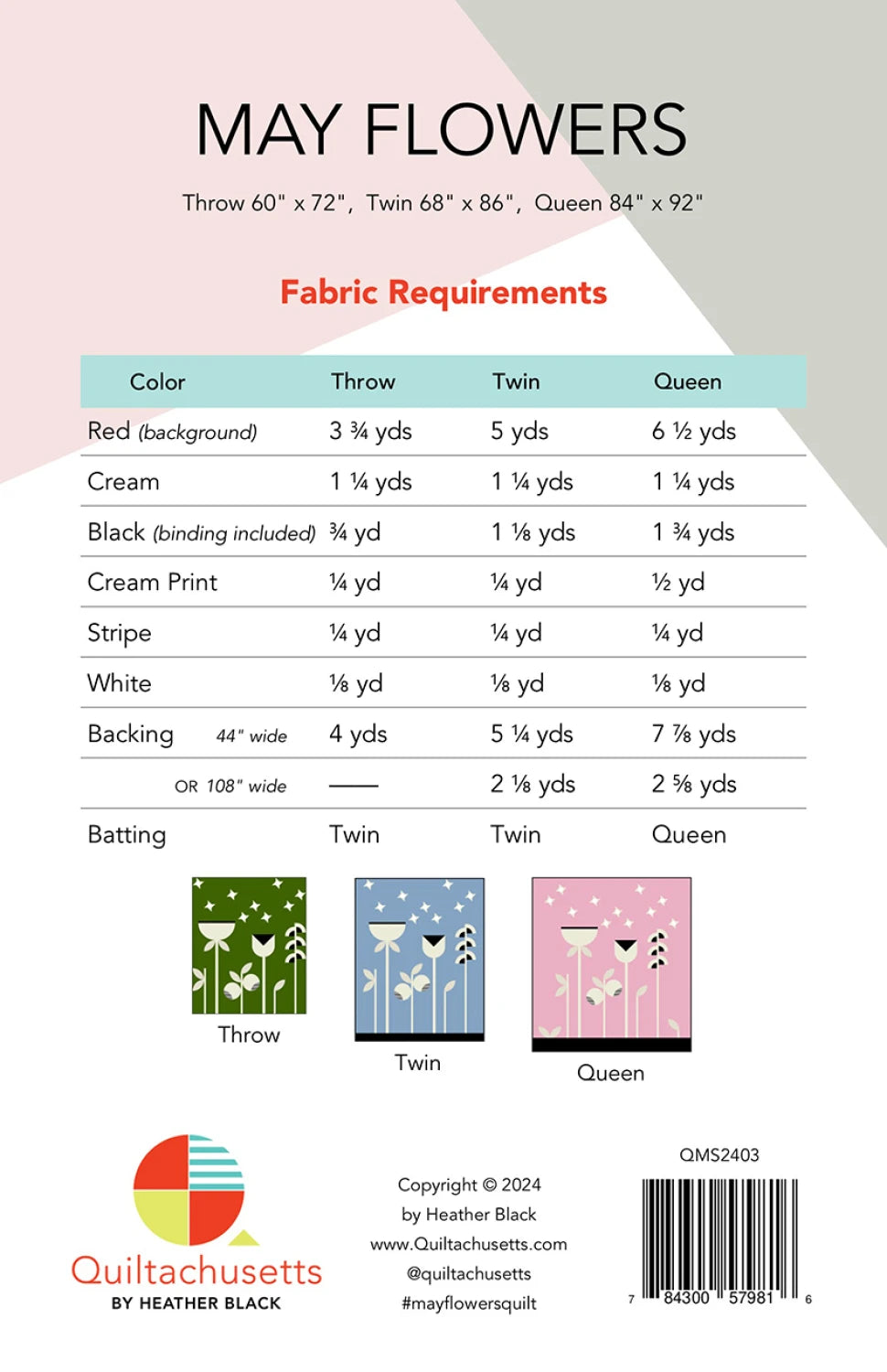 May Flowers Quilt Pattern by Quiltachusetts