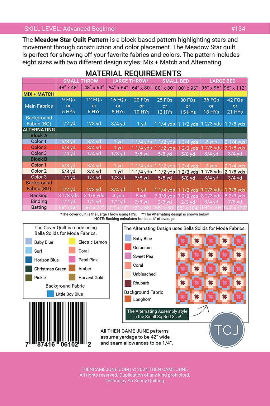 Meadow Star Quilt Pattern by Then Came June