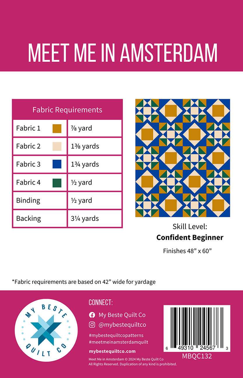 Meet Me in Amsterdam Quilt Pattern by My Beste Quilt Co.