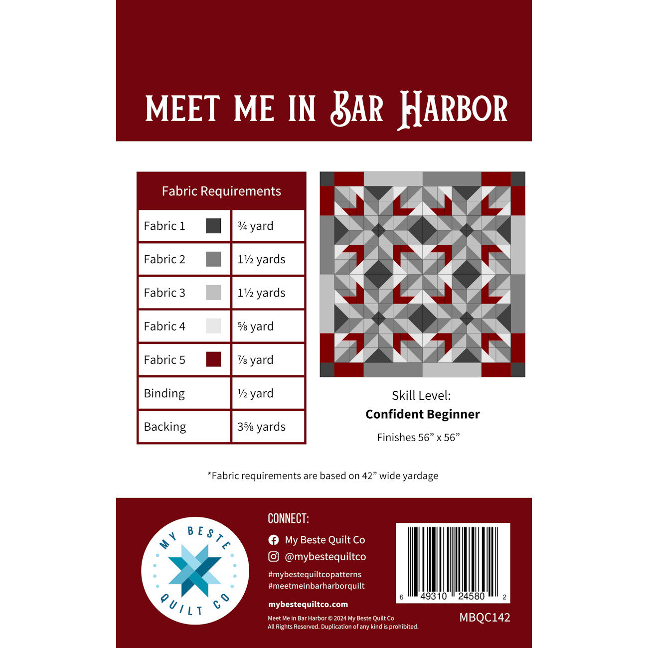 Meet Me in Bar Harbor Quilt Pattern by My Beste Quilt Co.