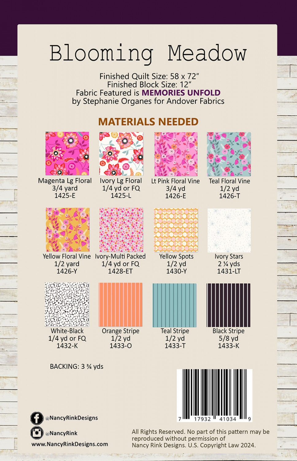 Memories Unfold by Stephanie Organes : Blooming Meadow Quilt Kit