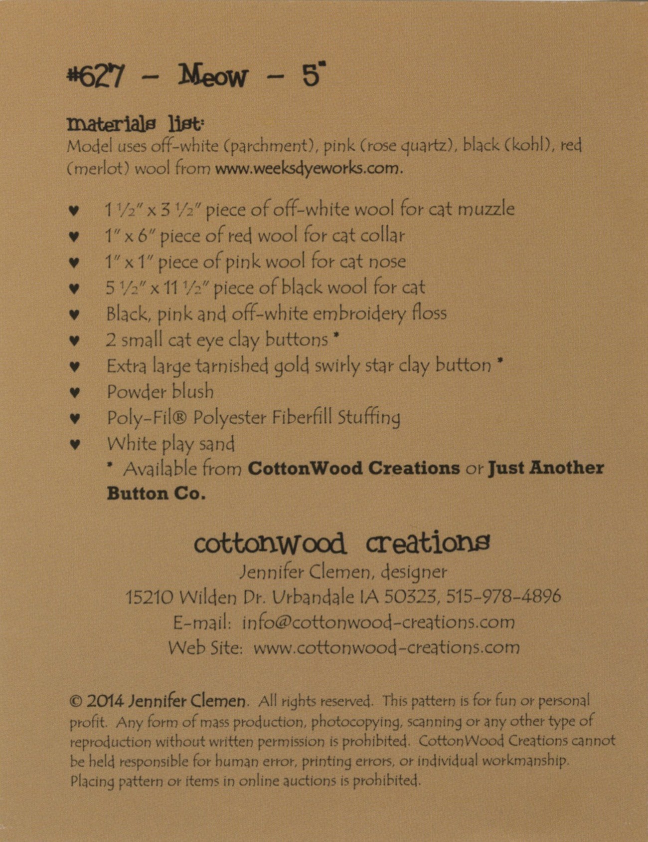 Meow # CWC627 - Special Order