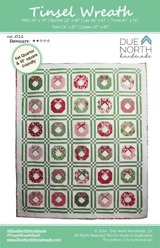 Tinsel Wreath Quilt Pattern by Due North Handmade
