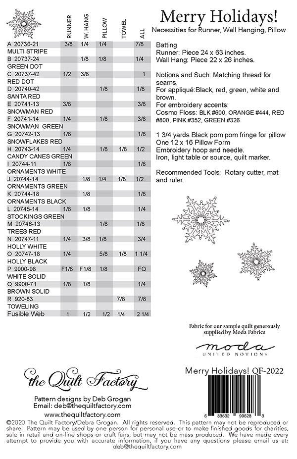 Merry Holidays Appliqué Wall Hanging Pattern by The Quilt Factory