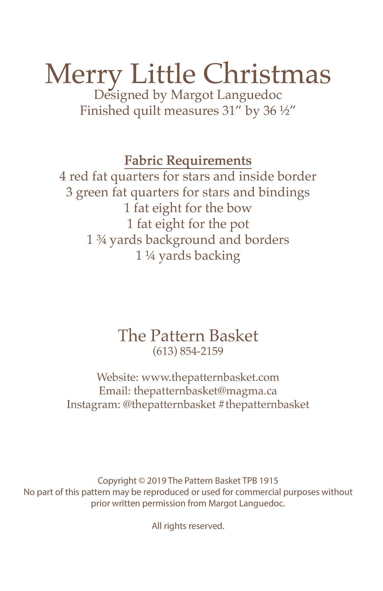 Merry Little Christmas Table Topper Pattern by The Pattern Basket