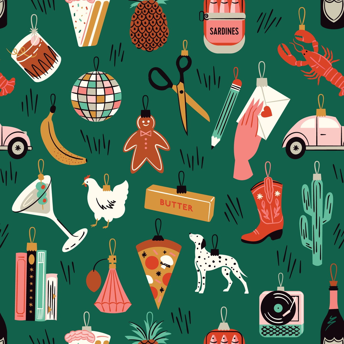 Merry and Mod by Shelby Warwood : Bright Baubles Dark Green 229161