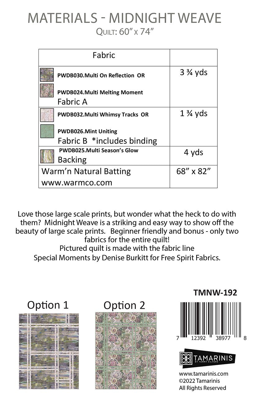 Midnight Weave Quilt Pattern by Tamarinis