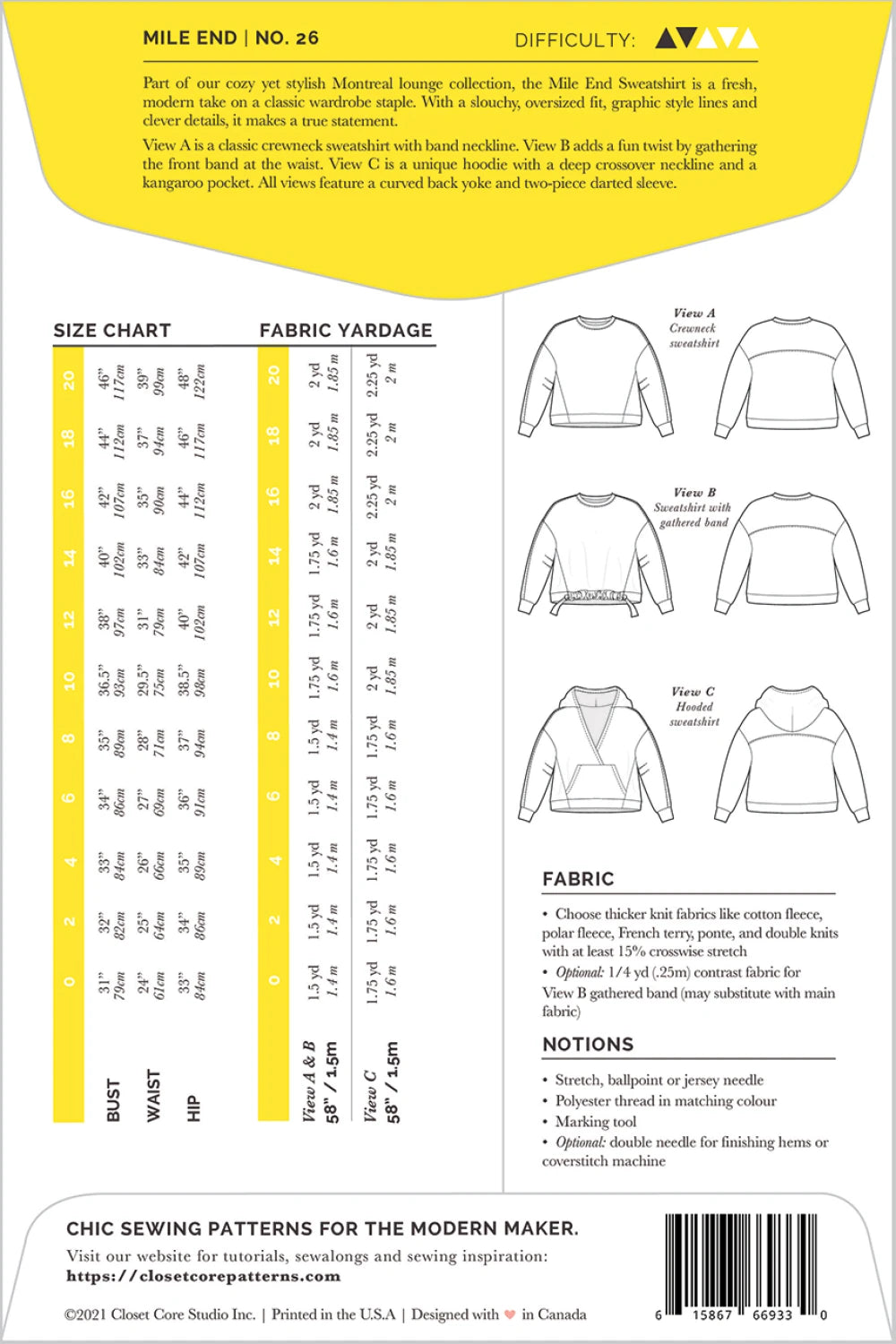 Mile End Sweatshirt Pattern by Closet Core Patterns - Special Order