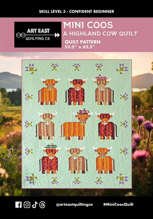Mini Coos A Highland Cow Quilt Pattern by Art East Quilting Co