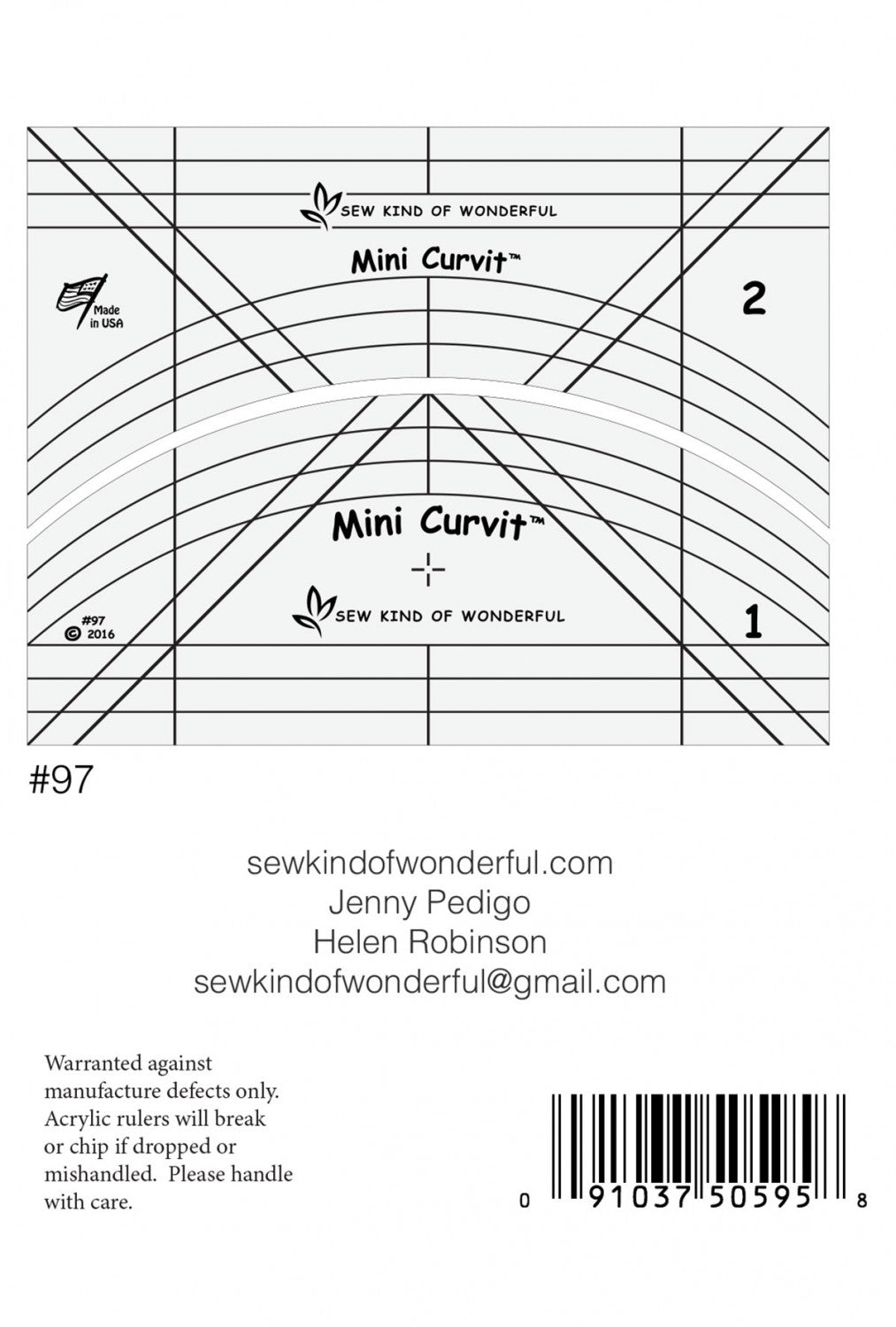 Mini Curvit Ruler for Longarm Quilting # SKW97 - Special Order