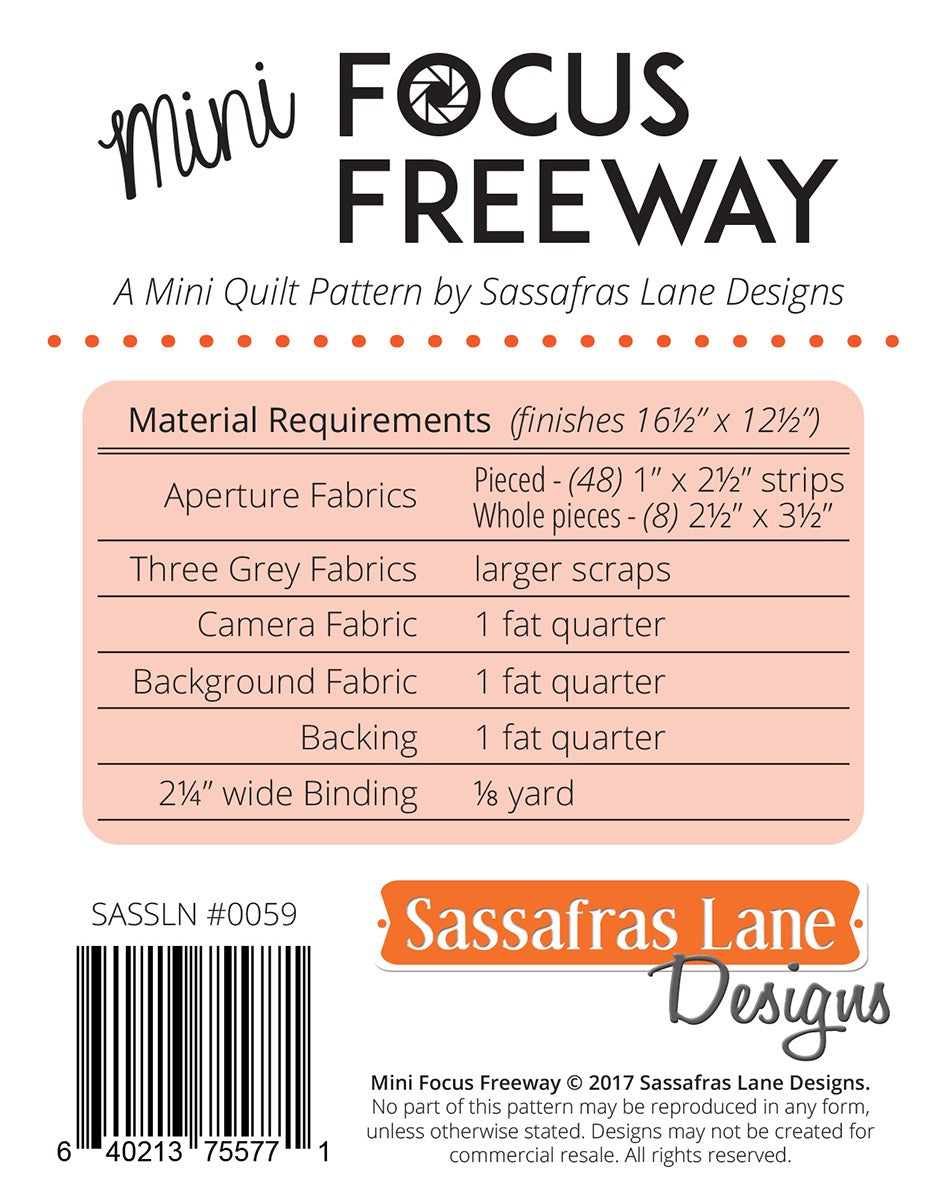 Mini Focus Freeway Quilt Pattern by Sassafras Lane - Special Order