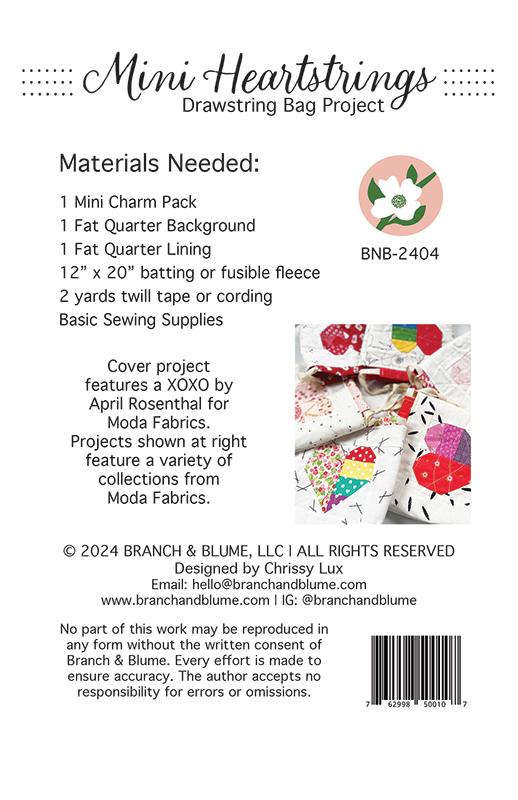 Mini Heartstrings Quilted Bag Pattern by Branch & Blume