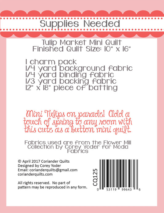 Mini Tulip Market Quilt Pattern by Coriander Quilts - Special Order