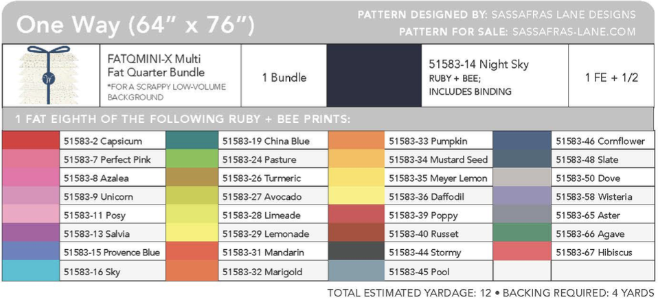 Miniatures by Whistler Studios & Ruby + Bee Solids : One Way Quilt Kit
