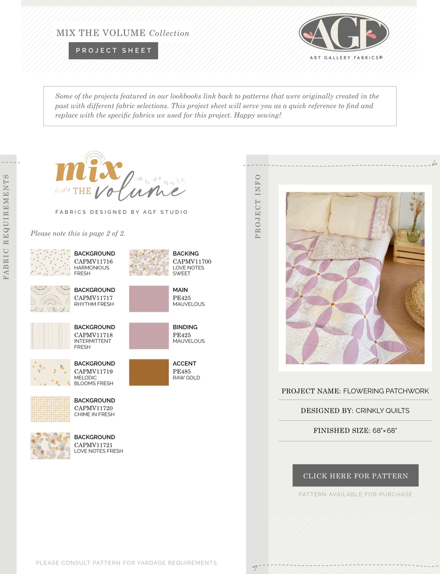 Mix the Volume by AGF Studios : Flowering Patchwork Quilt Kit