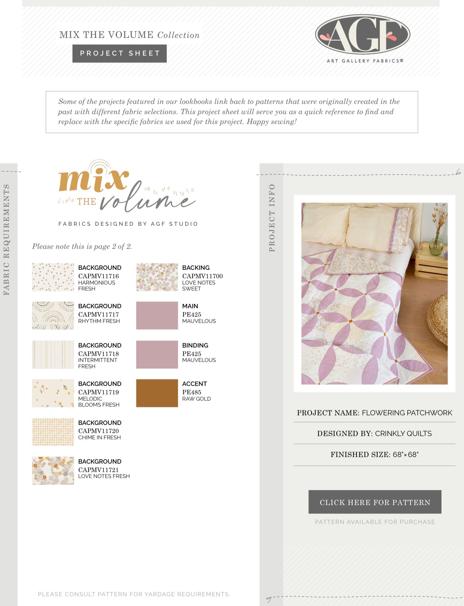 Mix the Volume by AGF Studios : Flowering Patchwork Quilt Kit