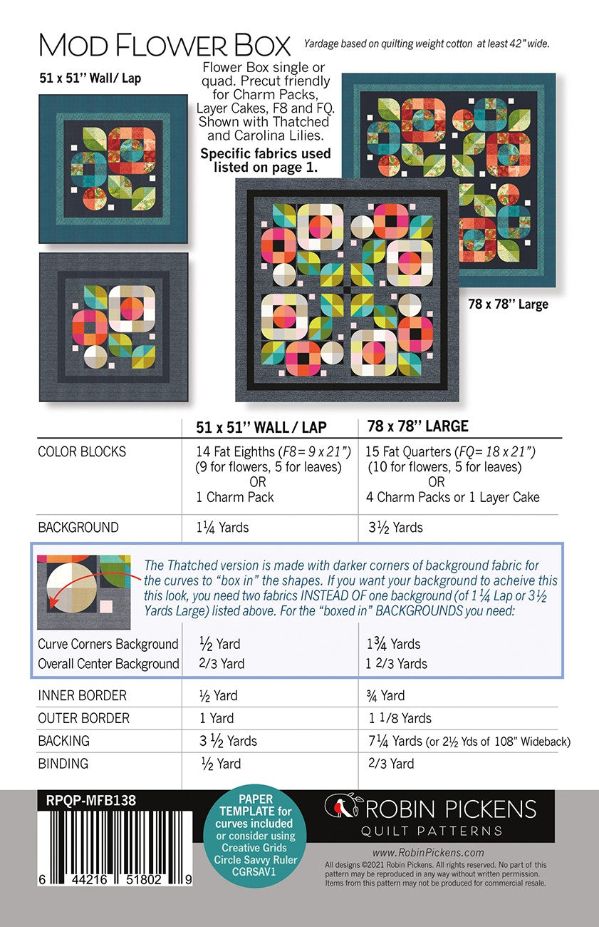 Mod Flower Box Quilt Pattern by Robin Pickens