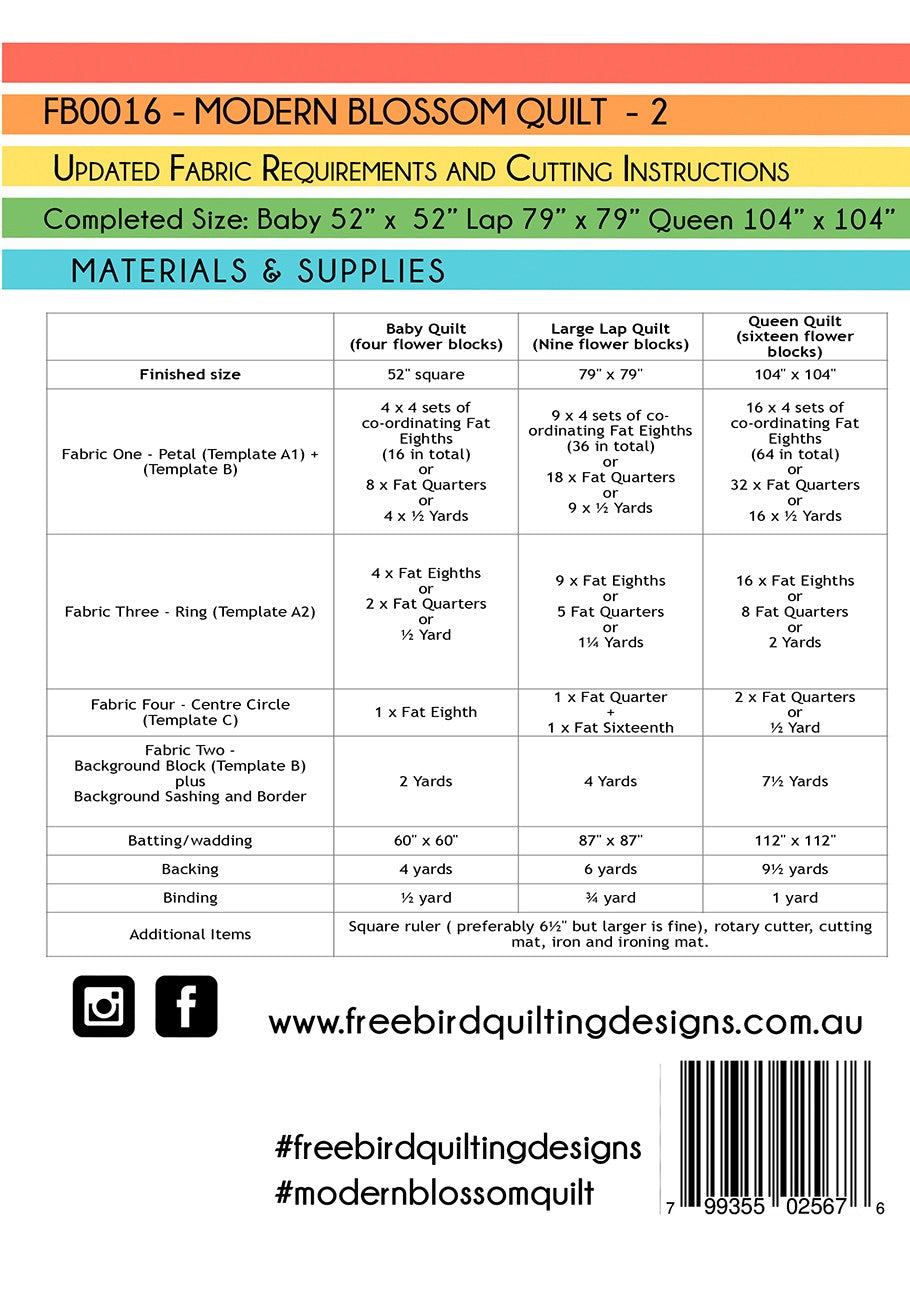 Modern Blossom Quilt Pattern by Free Bird Quilting Designs