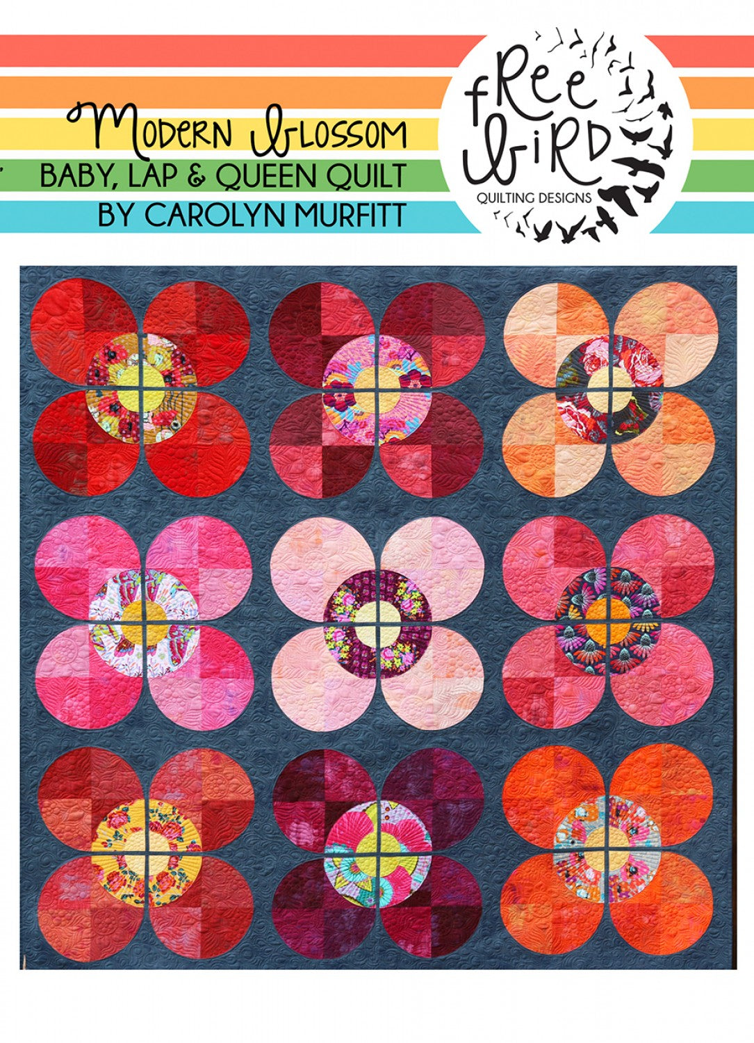 Modern Blossom Quilt Pattern by Free Bird Quilting Designs