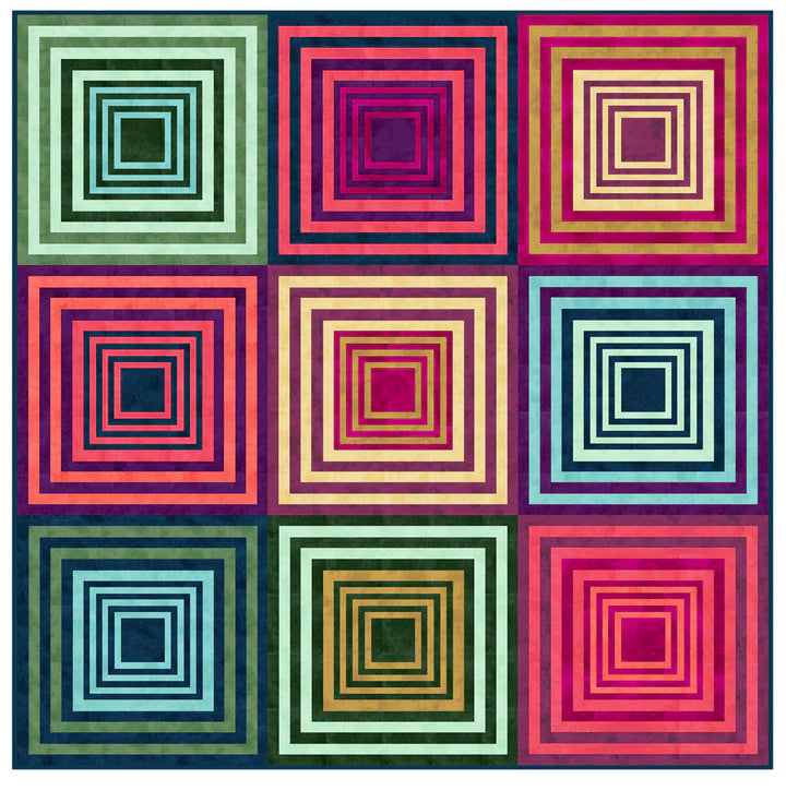 Modern Log Cabin by Tara Faughnan featuring AGF Pure Solids - Quilt Kit - Multiple Sizes