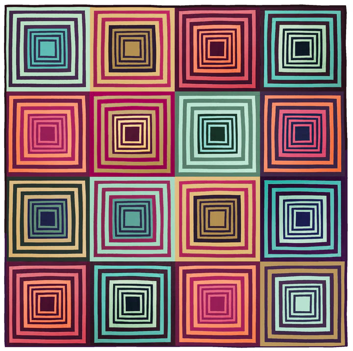 Modern Log Cabin by Tara Faughnan featuring AGF Pure Solids - Quilt Kit - Multiple Sizes