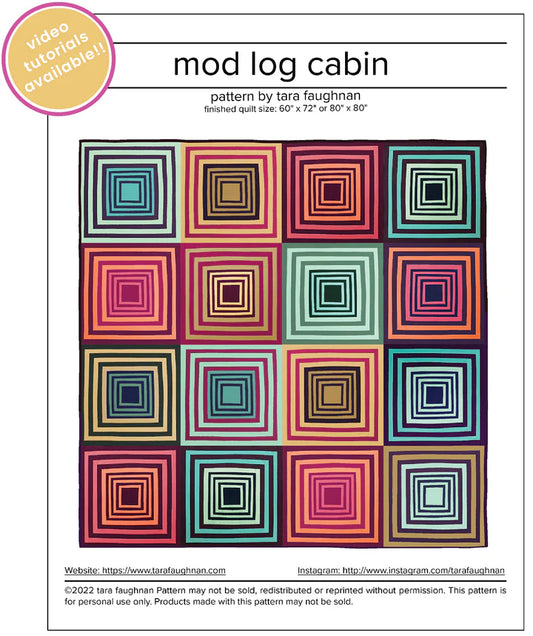 Modern Log Cabin by Tara Faughnan featuring AGF Pure Solids - Quilt Kit - Multiple Sizes
