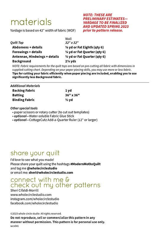 Modern Moths Quilt Pattern by Whole Circle Studio