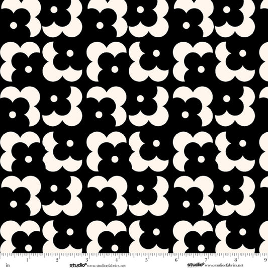 Monochrome Muse by Perfect Palette : Floral Grid Ebony/Porcelain 9150-93