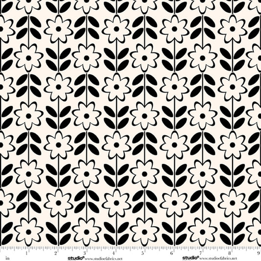 Monochrome Muse by Perfect Palette : Floral Stripe Porcelain/Ebony 9151-39