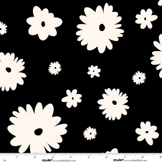 Monochrome Muse by Perfect Palette : Large Daisies Ebony/Porcelain 9148-93
